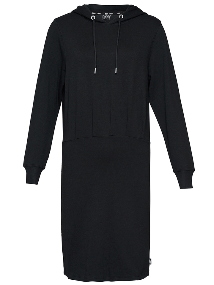 DKNY-Sport-Greenwich-Fleece-Long-Sleeve-Dress-Black-1