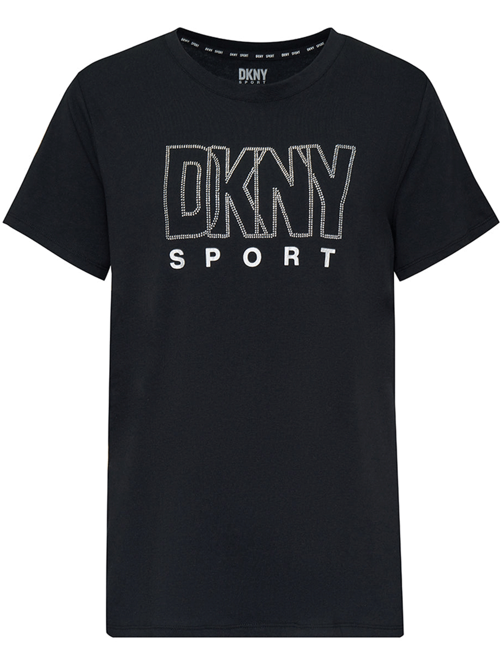 DKNY-Sport-Jersey-Rhinestone-Outline-T-Shirt-Black-1