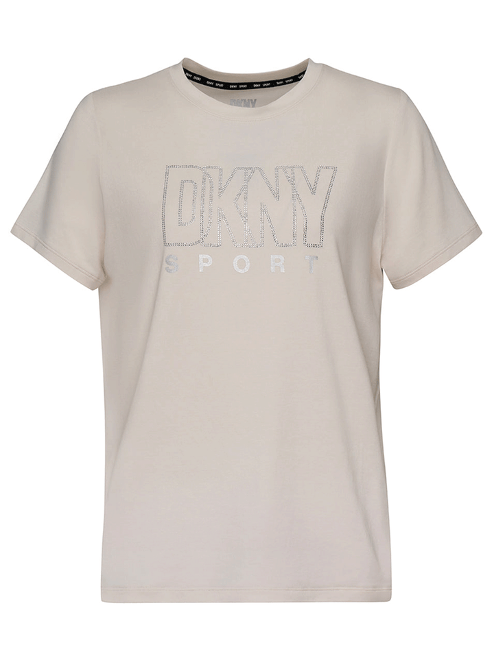 DKNY-Sport-Jersey-Rhinestone-Outline-Tee-Beige-1