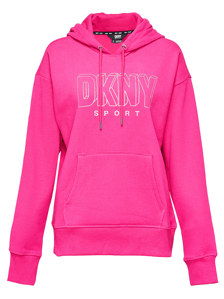 DKNY-Sport-Logo-Fleece-3D-Glitter-Outline-Sweatshirt-Dark-Pink-1