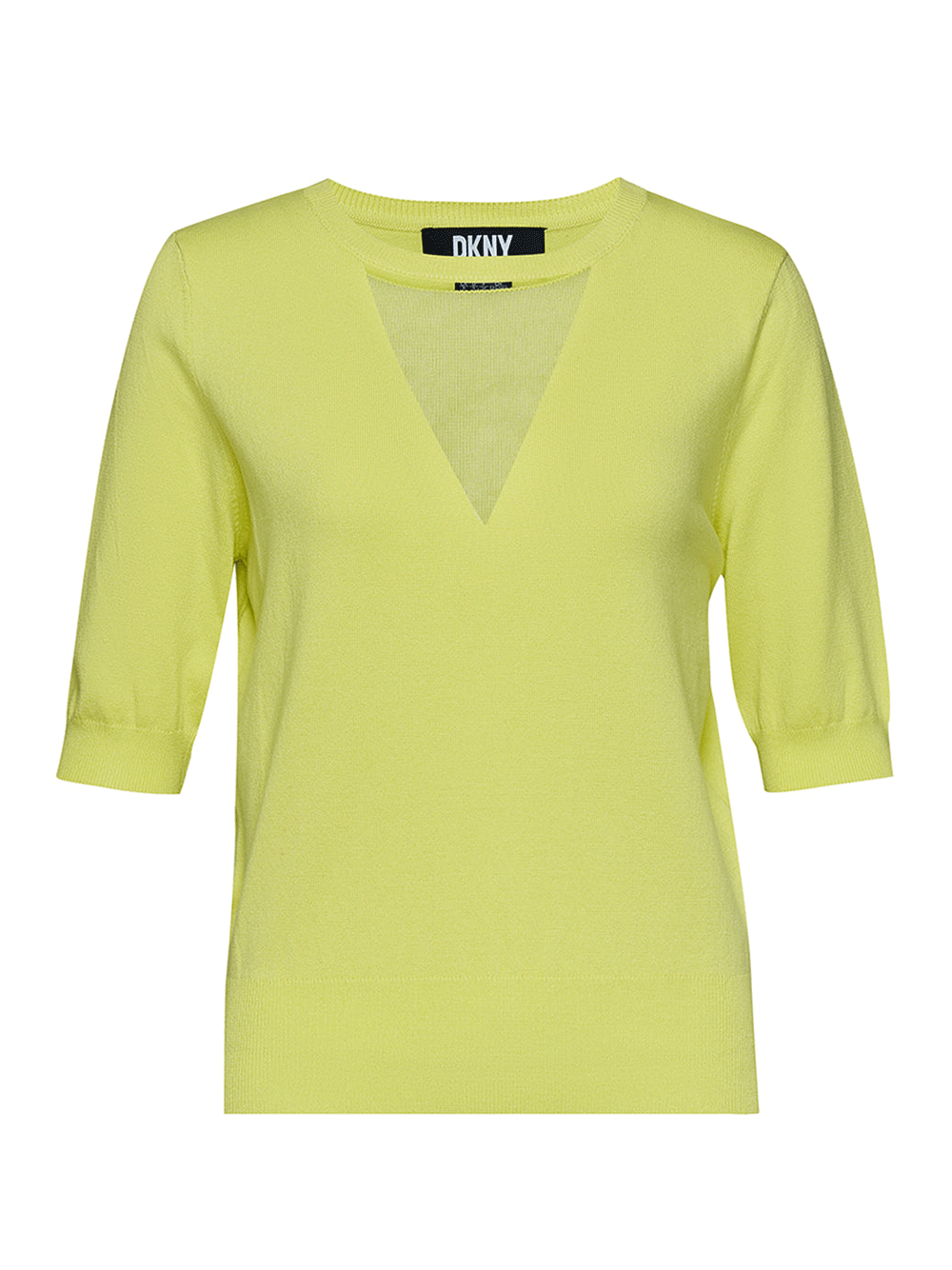 DKNY-Spun-Rayon-Mesh-V-Crewneck-Sweater-Bright-Green-1