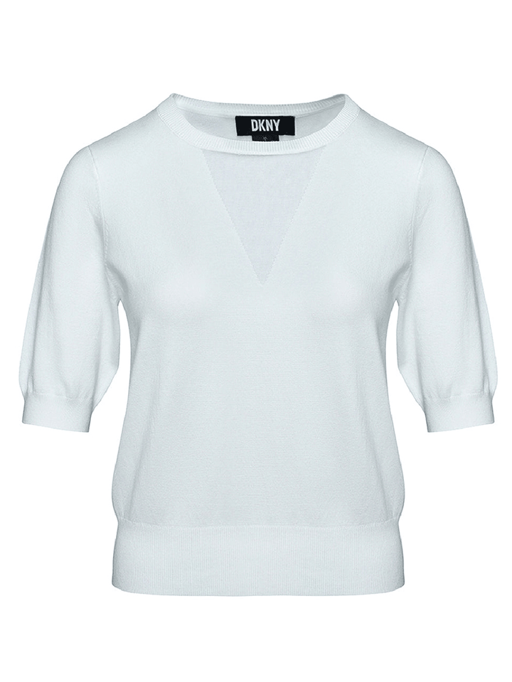 DKNY-Spun-Rayon-Mesh-V-Crewneck-Sweater-Ivory-1