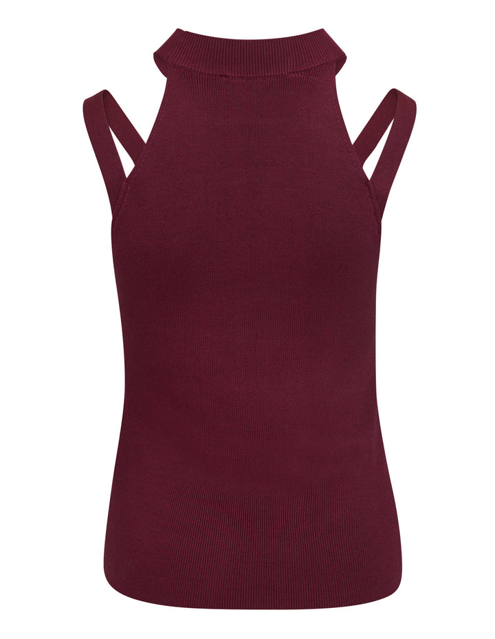 DKNY Spun Rayon Nylon Cutout Sweater Burgundy 2