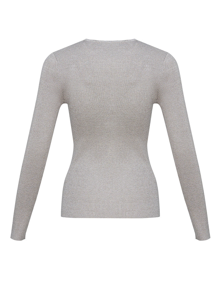 DKNY-Spun-Rayon-Nylon-With-Lurex-Sweater-Light-Brown-2