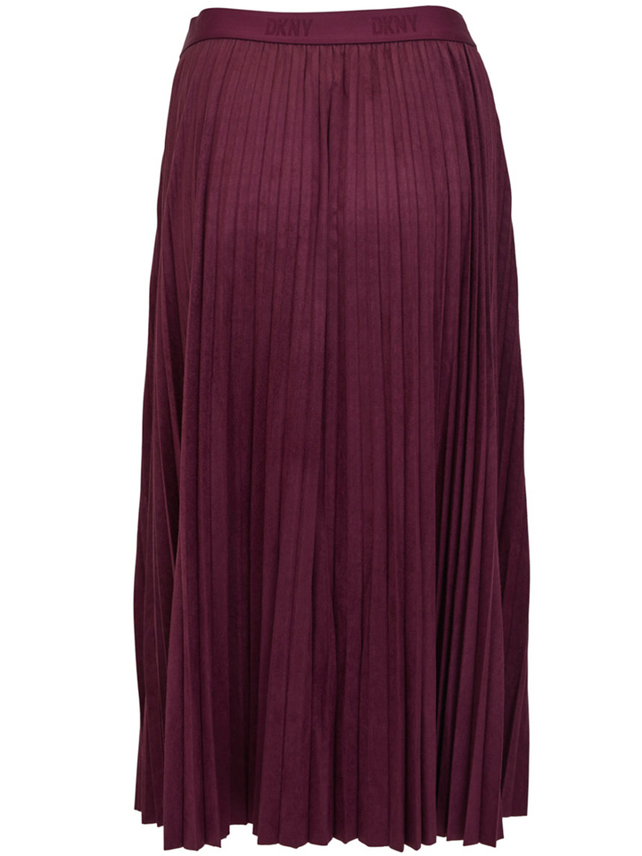 DKNY Suede Midi Pleated Skirt Burgundy 2