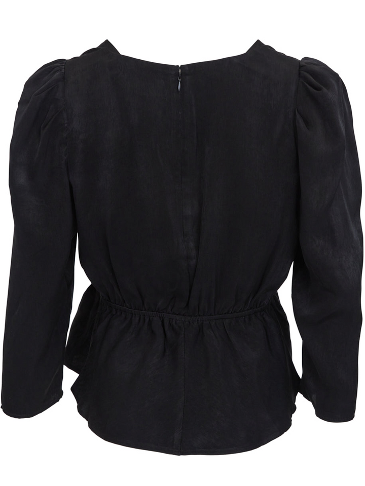 DKNY V Neck Satin Blouse Black 2