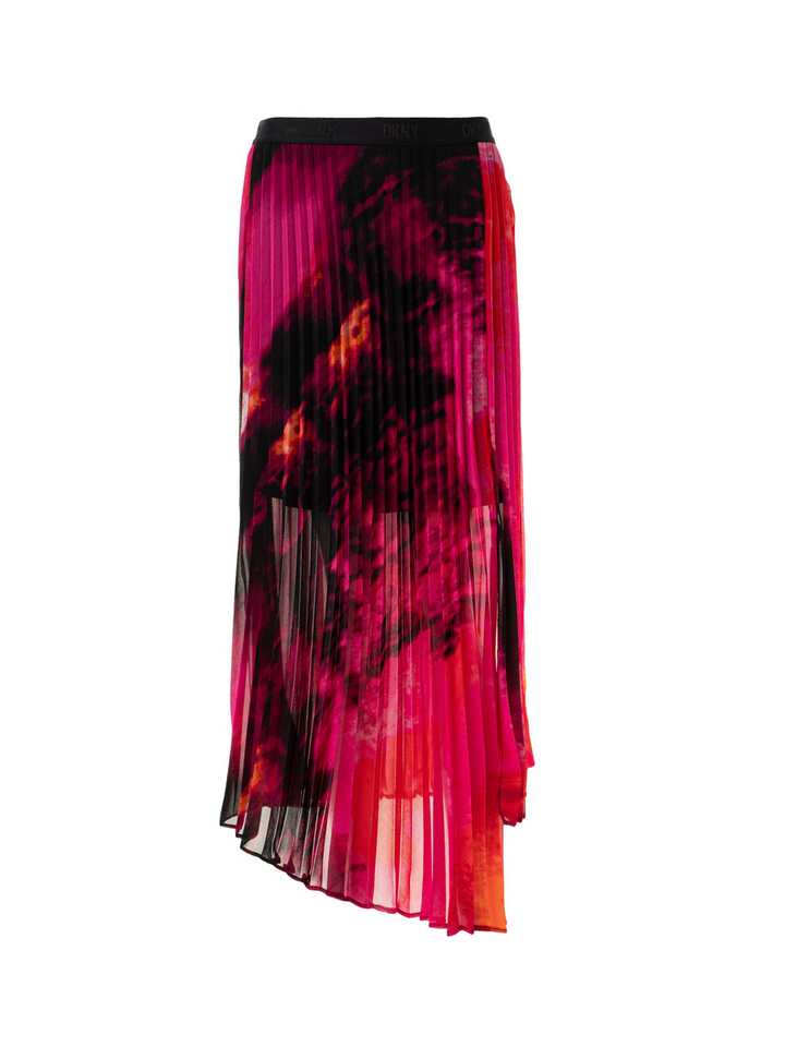 DKNY_Chiffon_Printed_Asymmetric_Skirt_Bright_pink