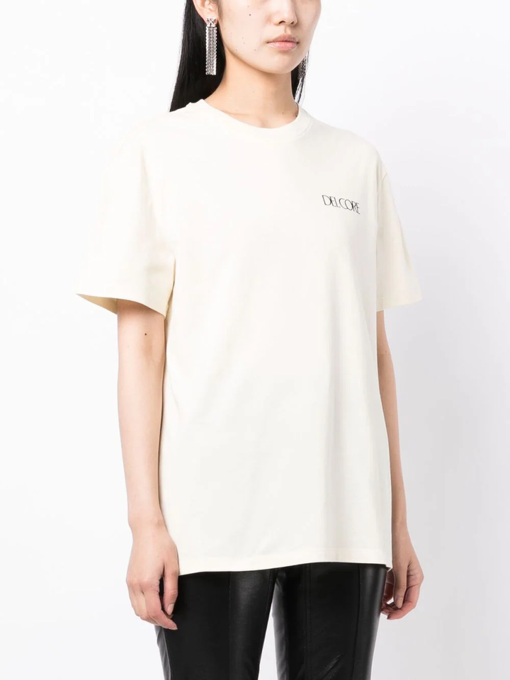 Del Core T-Shirt With Coral Print White 4