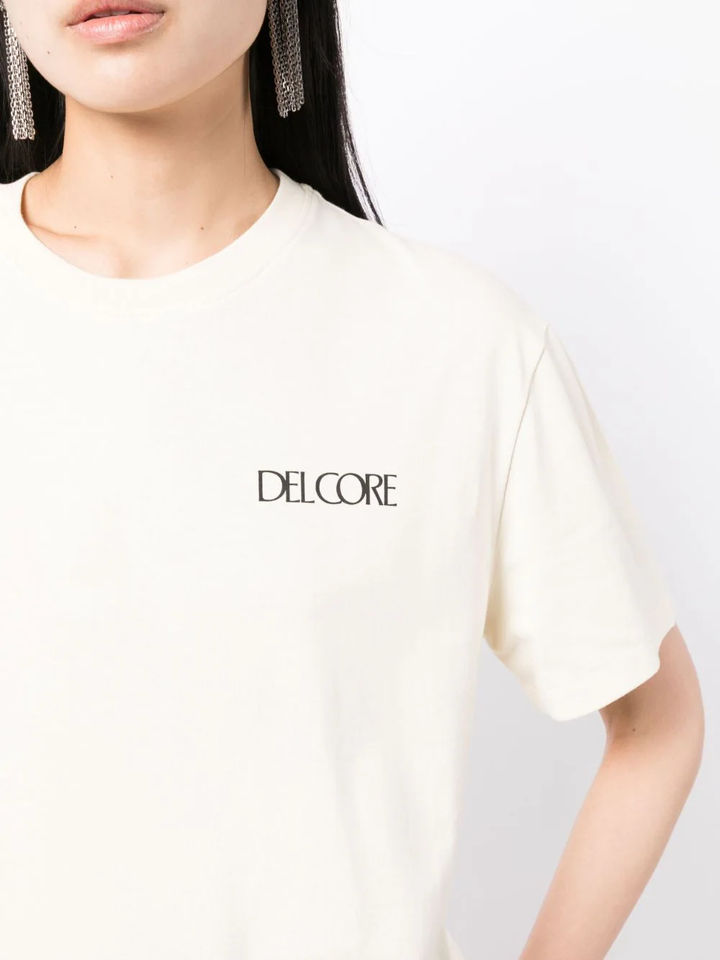 Del Core T-Shirt With Coral Print White 5