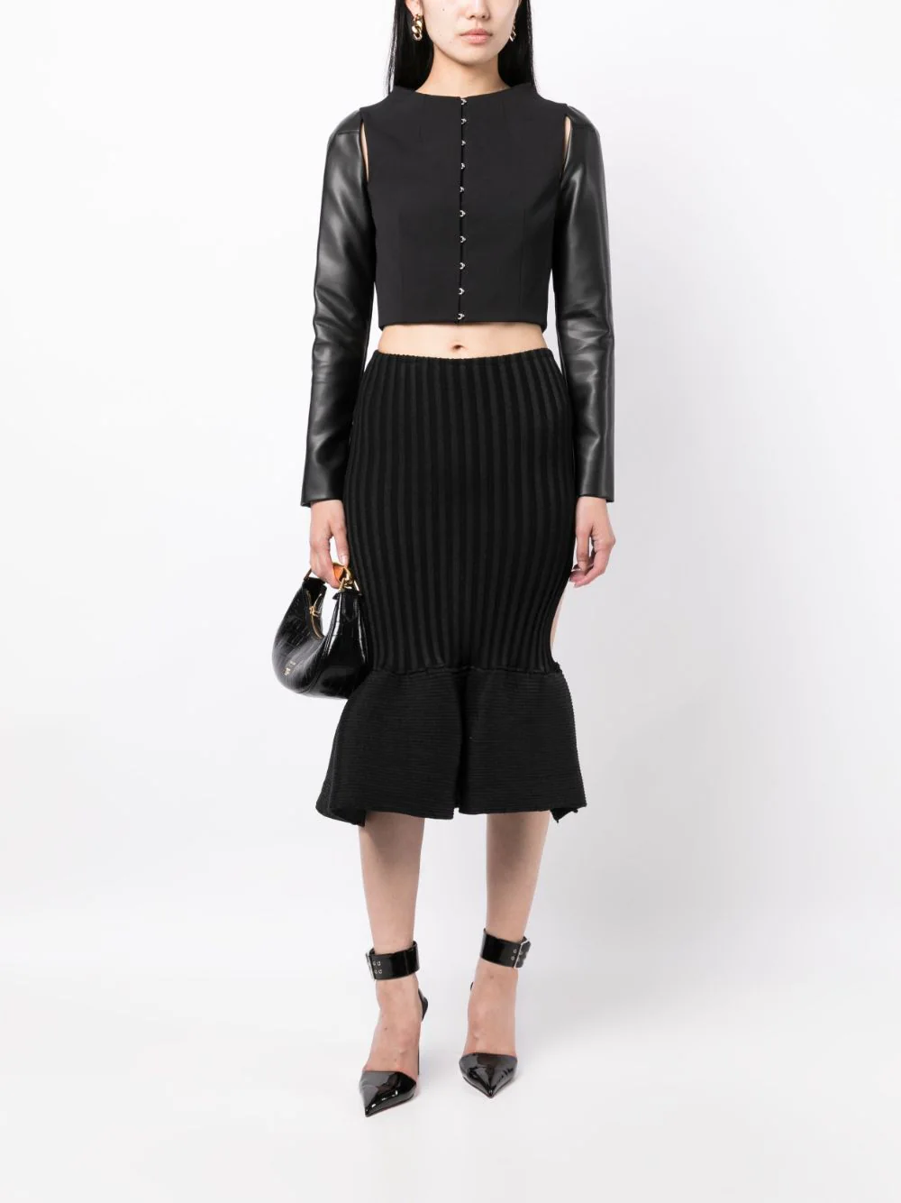 Del-Core-Tailored-Top-With-Leather-Sleeve-Black-2