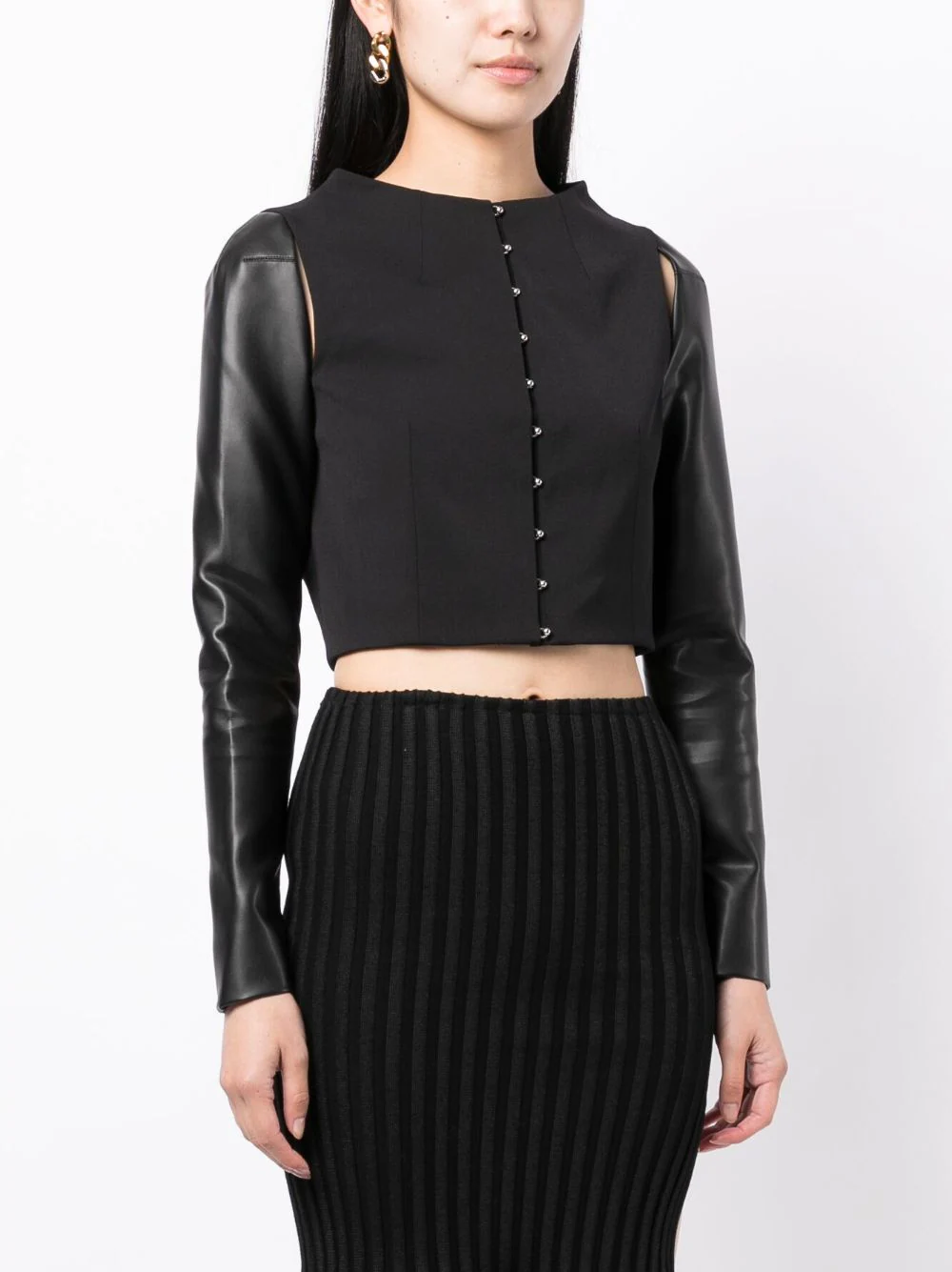 Del-Core-Tailored-Top-With-Leather-Sleeve-Black-3