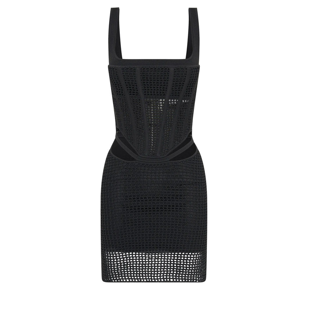 Dion_Lee_Crochet_Suspend_Corset_Mini_Dress_Black
