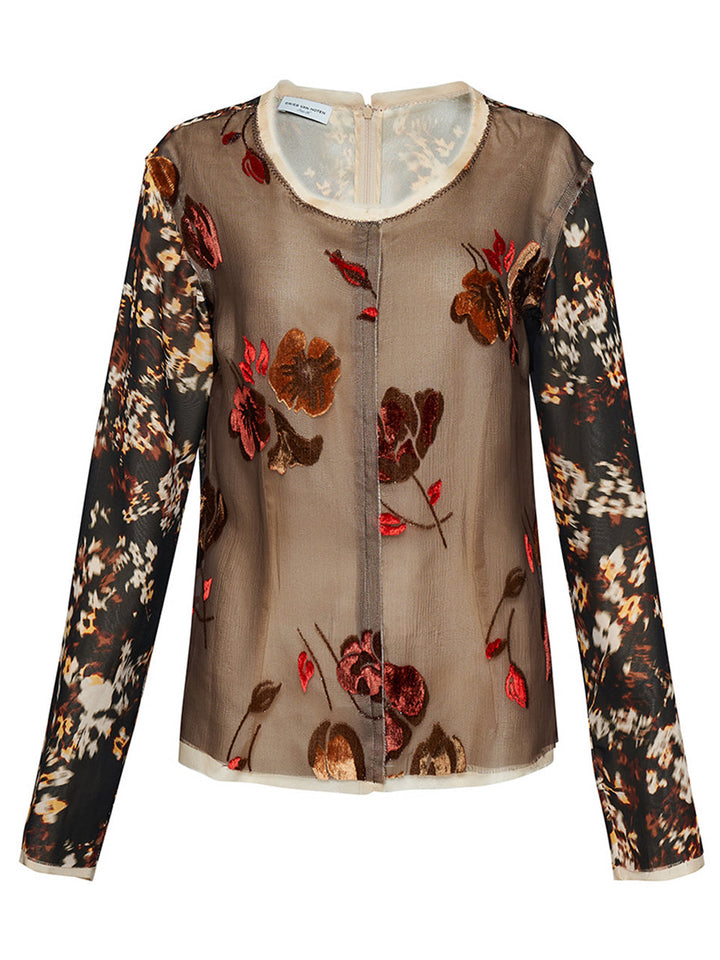     Dries-Van-Noten-Loose-Fit-Long-Sleeve-Top-Brown-1