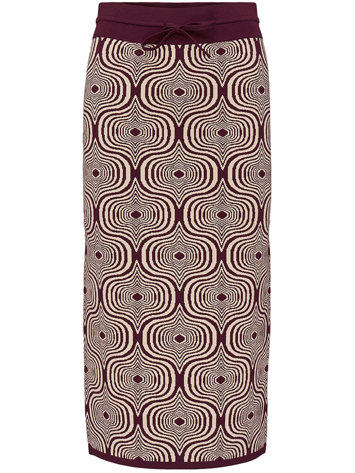 Dries-Van-Noten-Pencil-Skirt-In-Graphical-Maroon-1