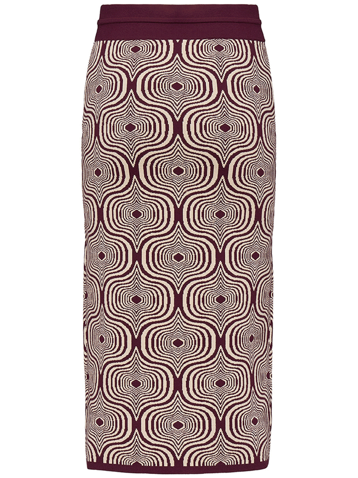 Dries-Van-Noten-Pencil-Skirt-In-Graphical-Maroon-2