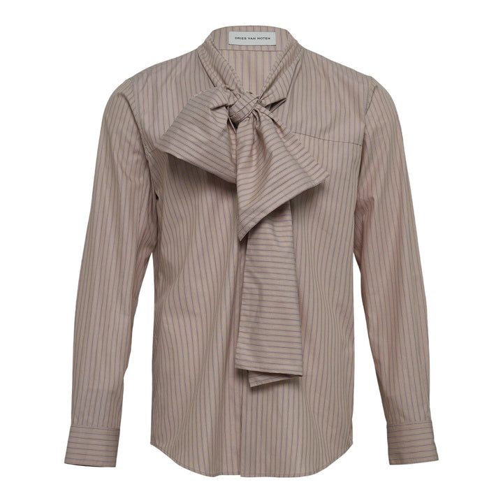 Club21 - Dries Van Noten - Bow Neck Cotton Shirt - SHIRTS - Beige