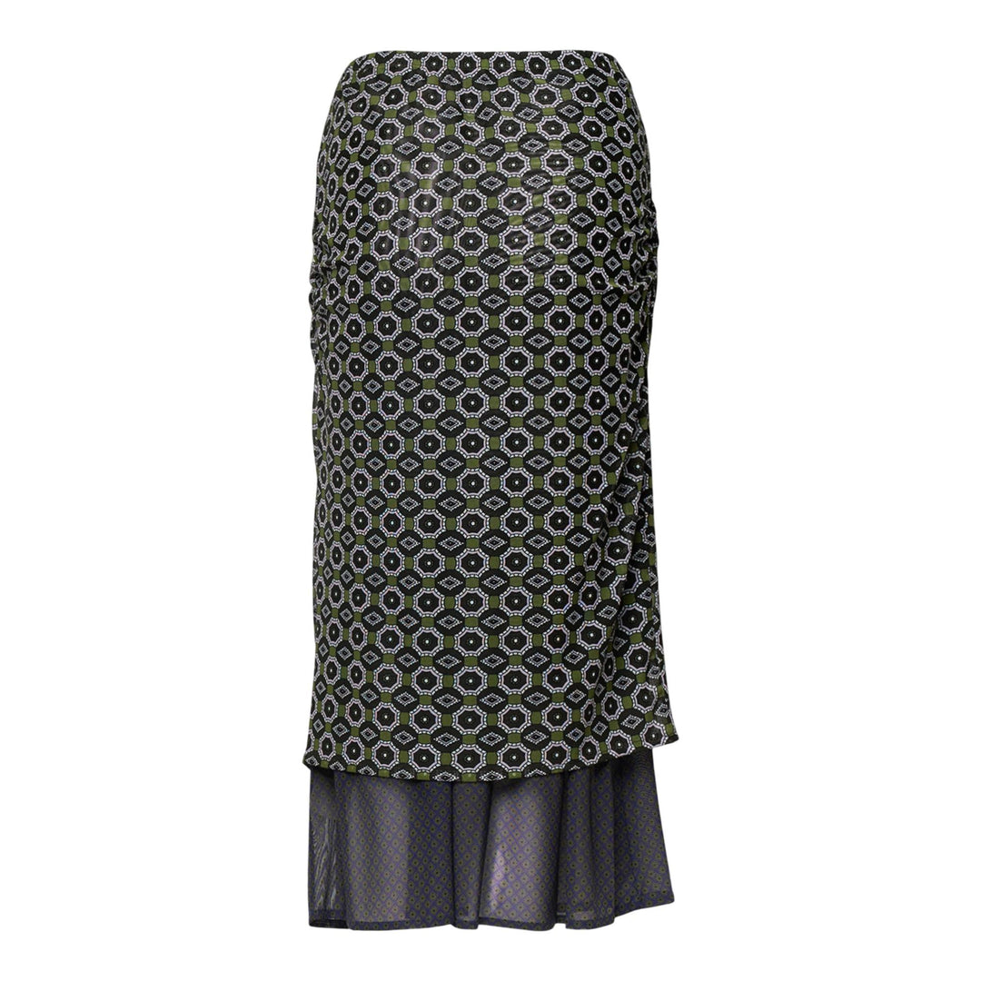 Club21 - Dries Van Noten - Double Layer Printed Skirt - SKIRTS - Green