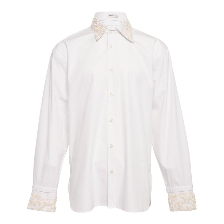 Club21 - Dries Van Noten - Embroidery Cotton Poplin Long Sleeve Shirt - SHIRTS - White