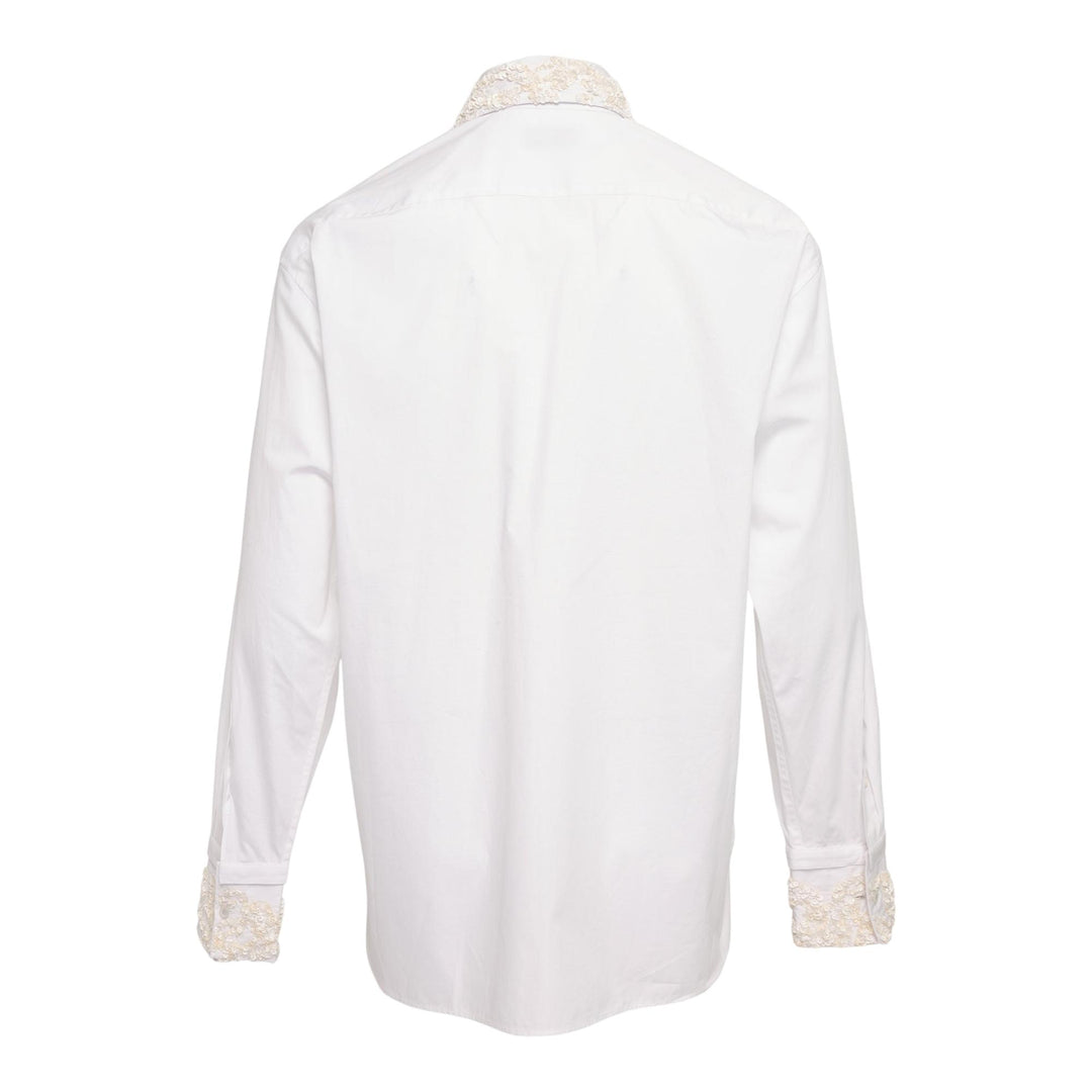 Club21 - Dries Van Noten - Embroidery Cotton Poplin Long Sleeve Shirt - SHIRTS - White