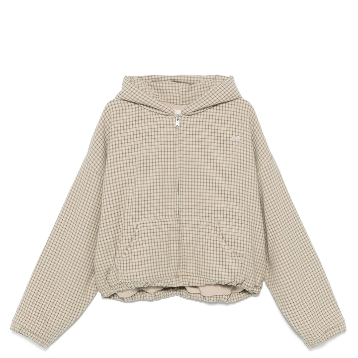 ERL_Unisex_Plaid_Padded_Ckeck_Zip_Sweatshirt_Beige