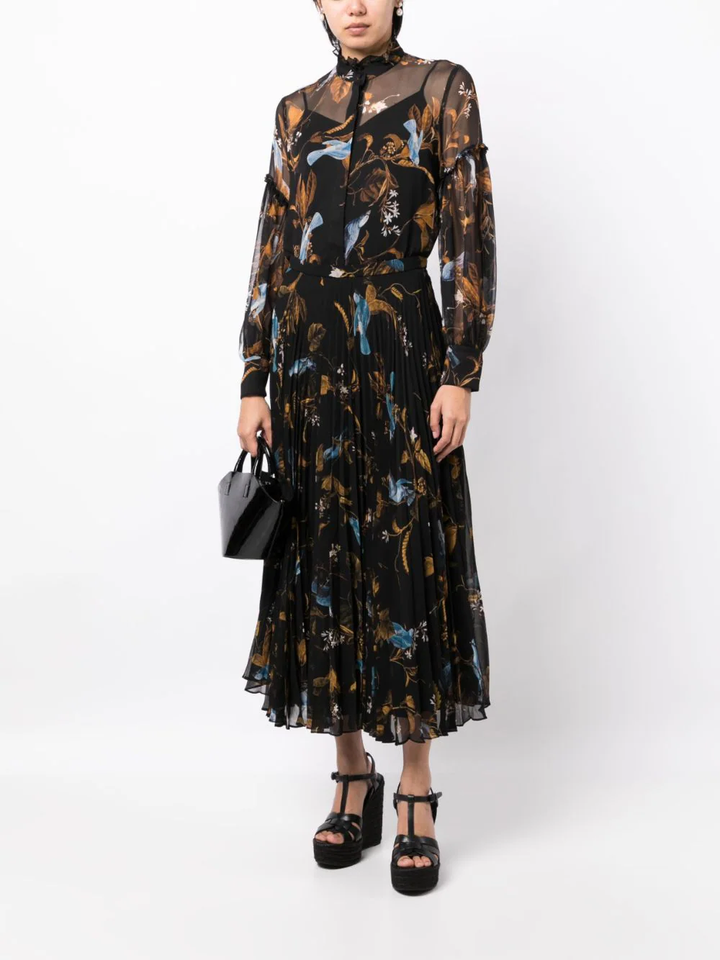 Erdem-Pleated-Midi-Length-Skirt-Black-2