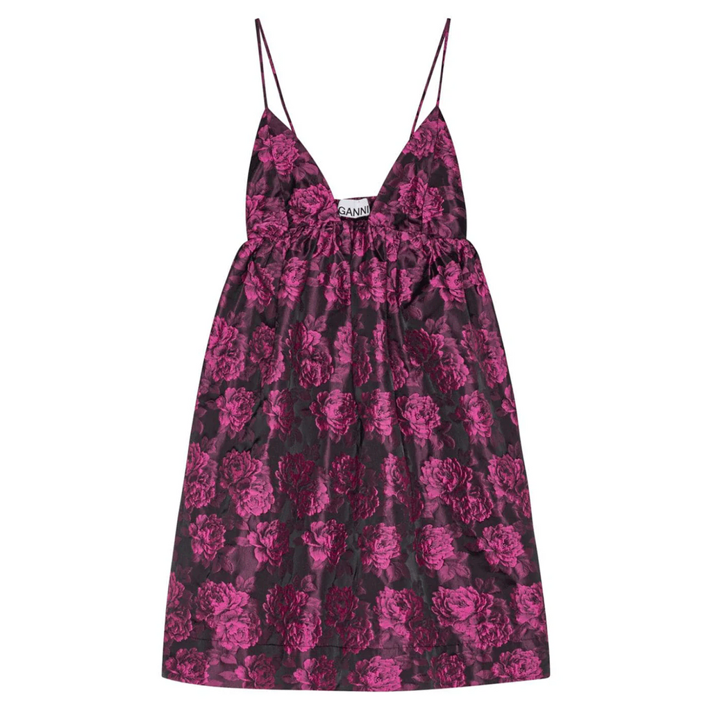 ganni botanical jacquard mini dress Botanical Jacquard Mini Strap Dress – Club21.com