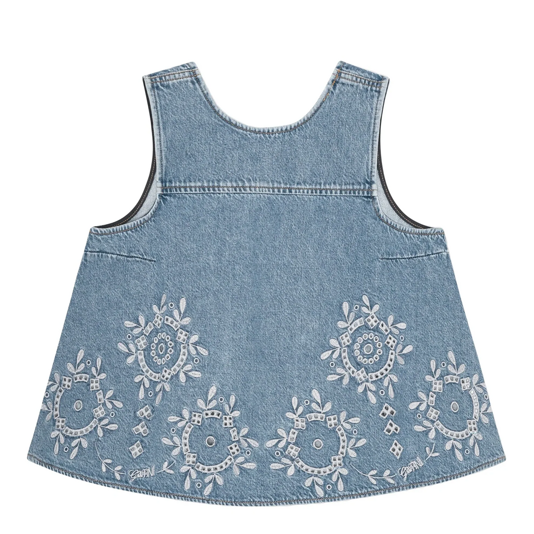 Broderie Anglaise Denim Top
