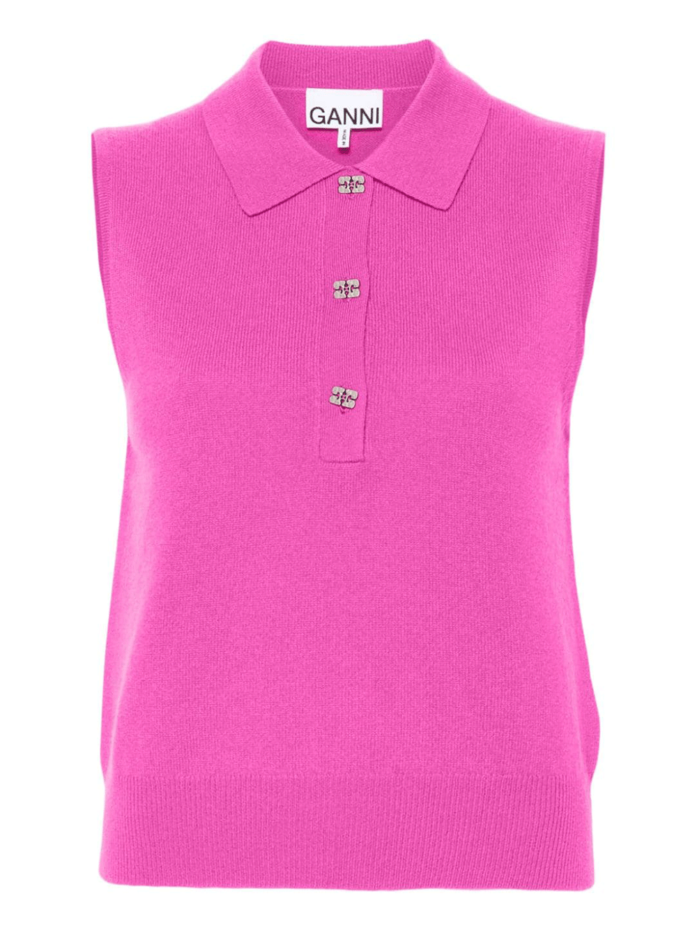 GANNI-Cashmere-Mix-Sleeveless-Polo-Pink-1