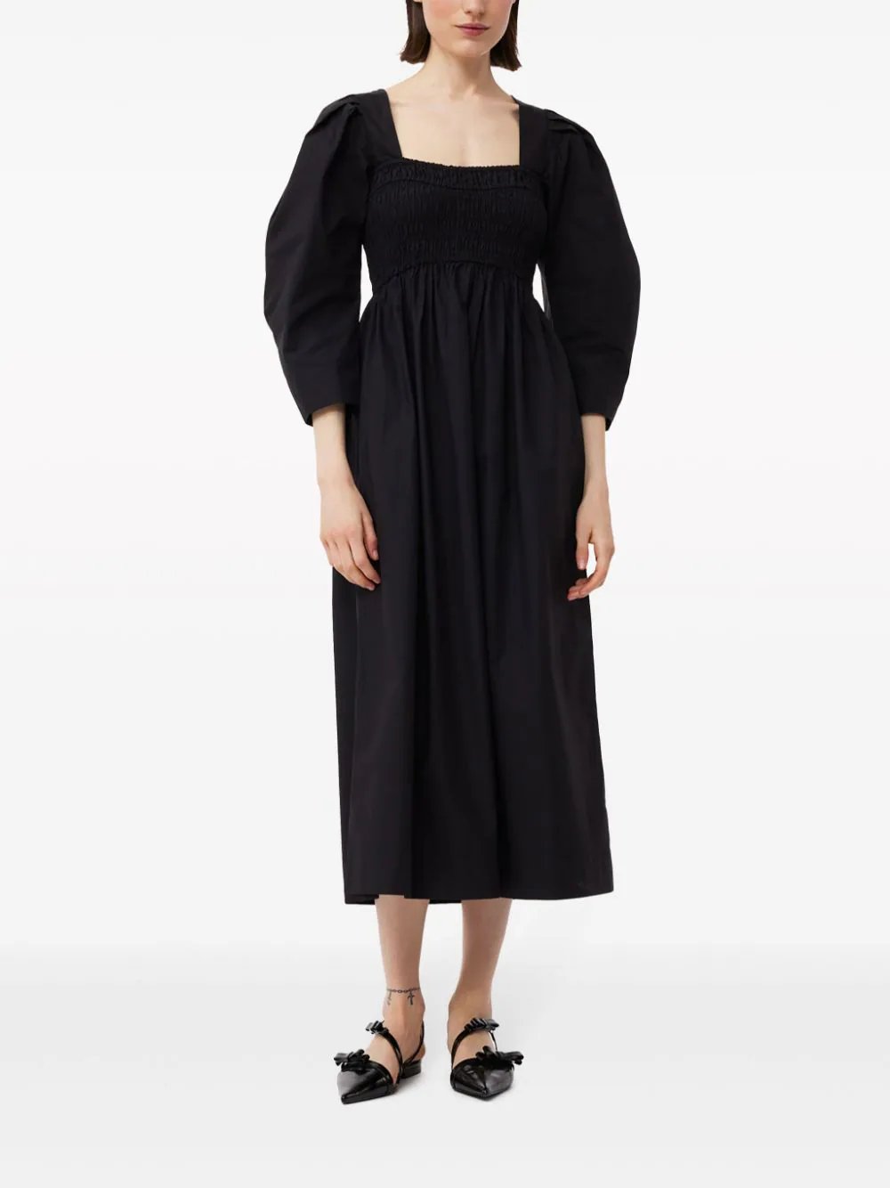 Cotton Poplin Open-Neck Smock Dress Club21.com Cotton Poplin Open-Neck Smock Dress Club21.com