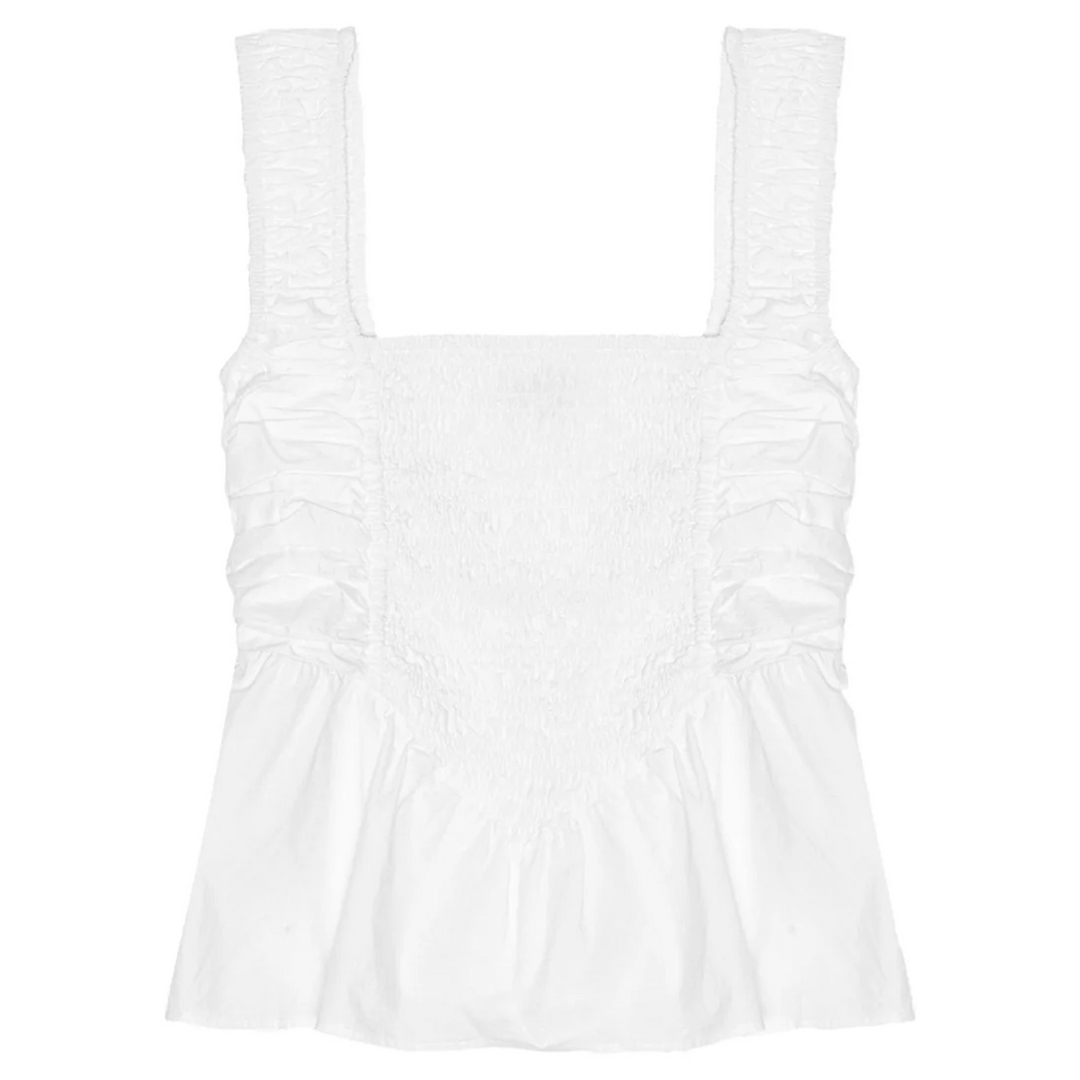 Cotton Poplin Smock Strap Blouse