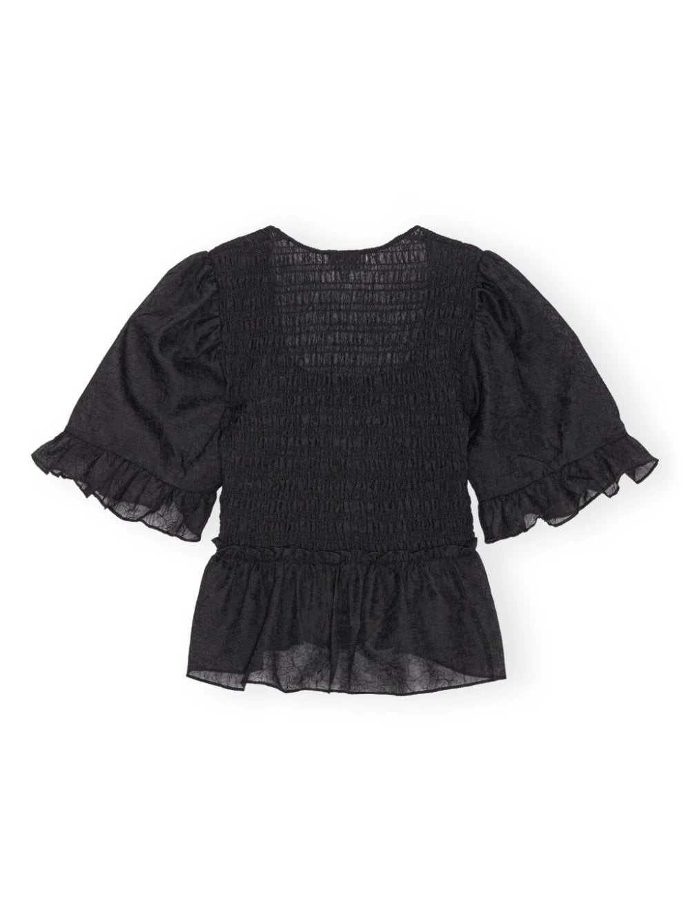 GANNI-Crinkled-Georgette-Smock-Blouse-Black-6