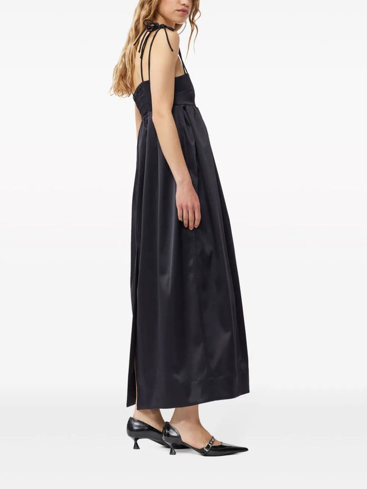 GANNI-Double-Satin-String-Long-Dress-Black-3