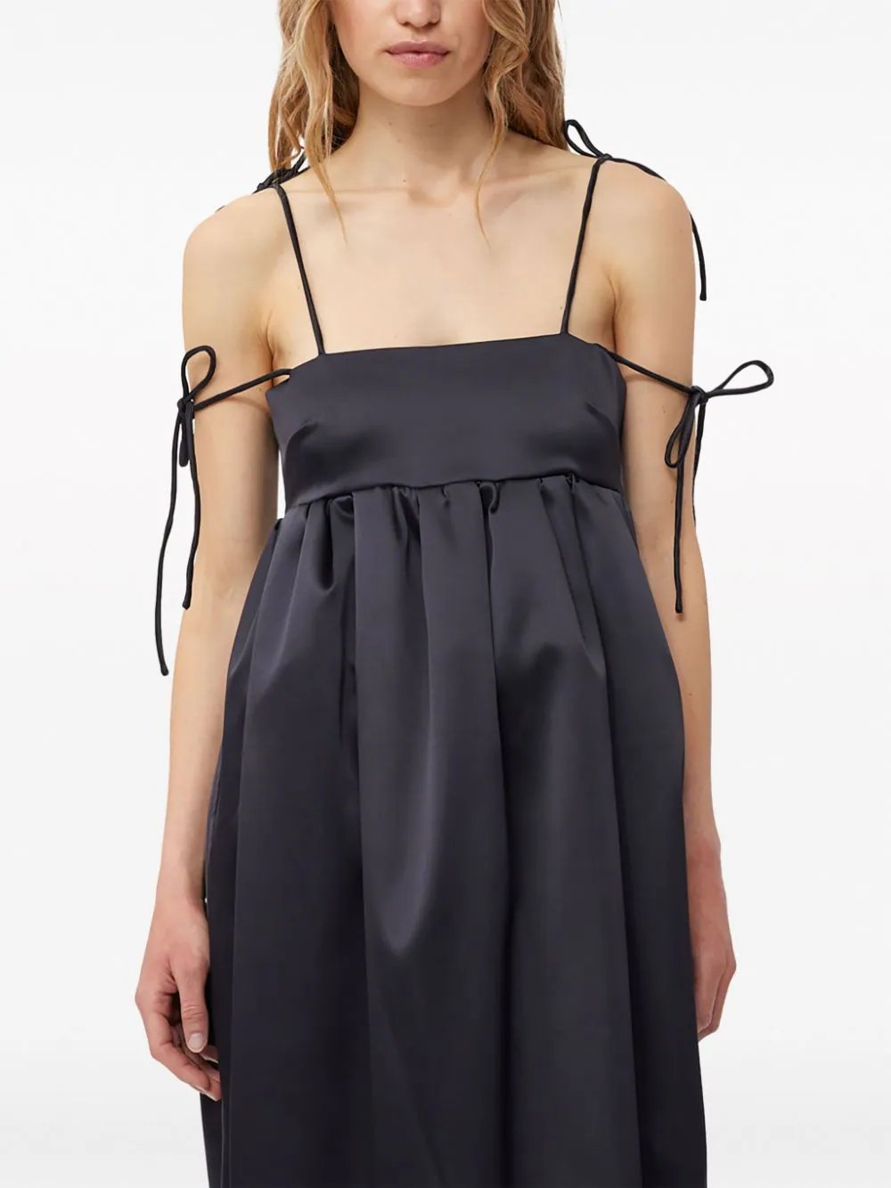 ganni double satin dress Ganni Print Double Satin Strap Dress