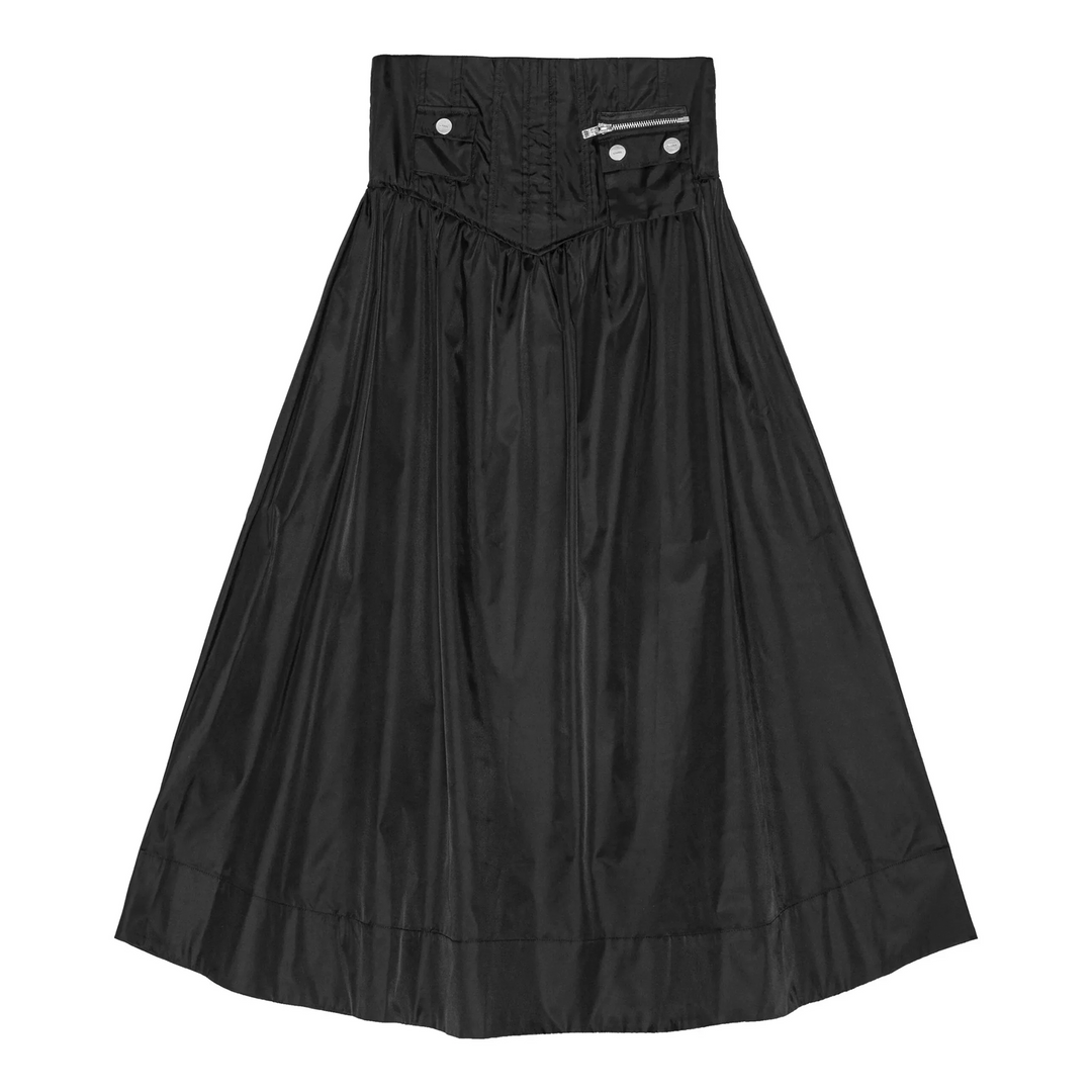 Duchesse Nylon Long Pocket Skirt