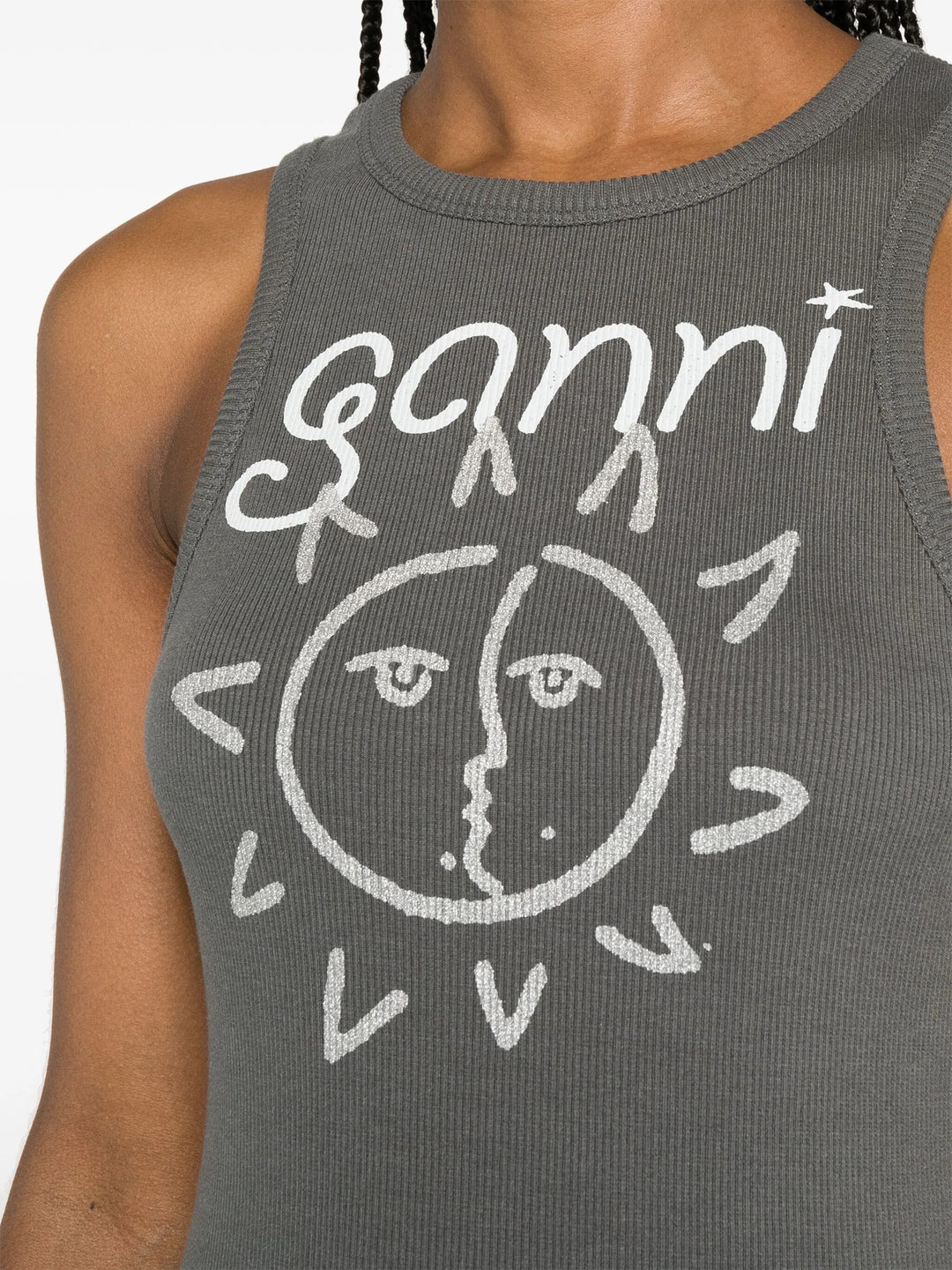 GANNI-Graphic-Rib-Sun-Tank-Top-Grey-4