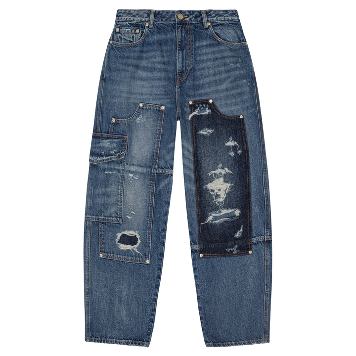 Heavy Washed Denim Carpenter Jeans