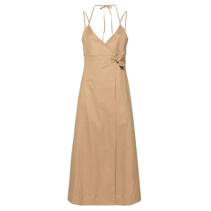 Herringbone Canvas Strap Long Dress