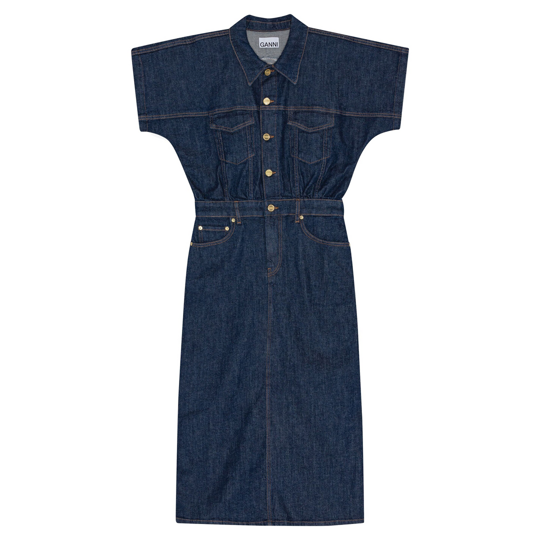 Rinse Stitch Denim Midi Dress –
