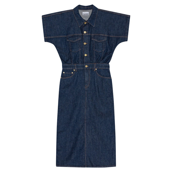 Rinse Stitch Denim Midi Dress