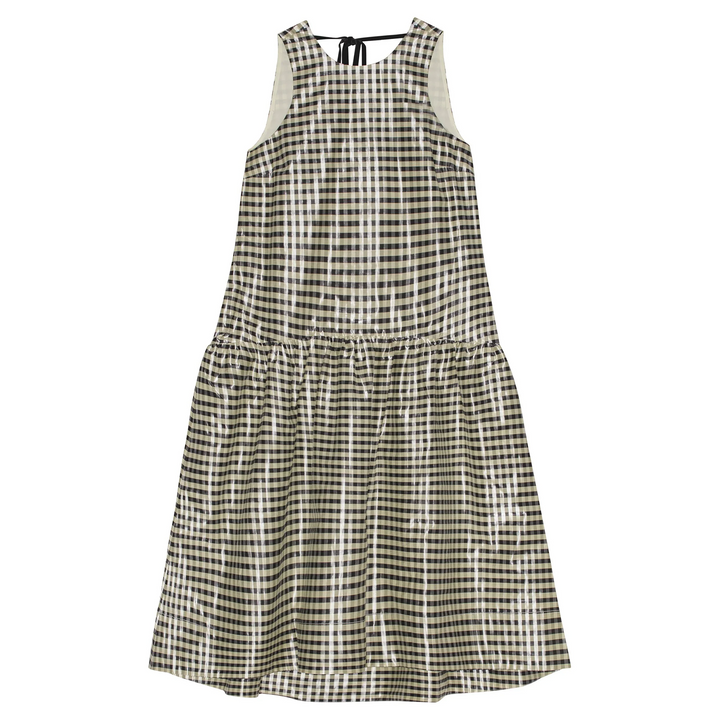 Shiny Check Jacquard Midi Dres