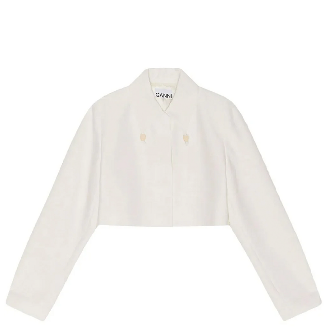 Slub Linen Cropped Blazer