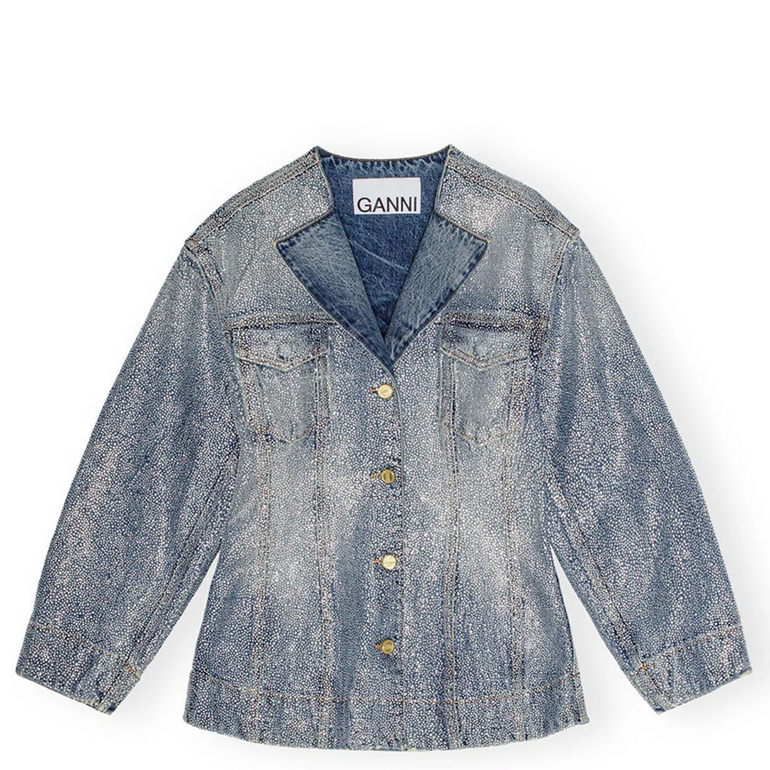 Sparkle Denim Fitted Blazer