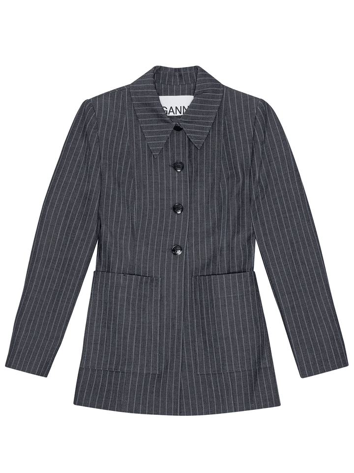 GANNI-Stretch-Stripe-Blazer-Grey-1