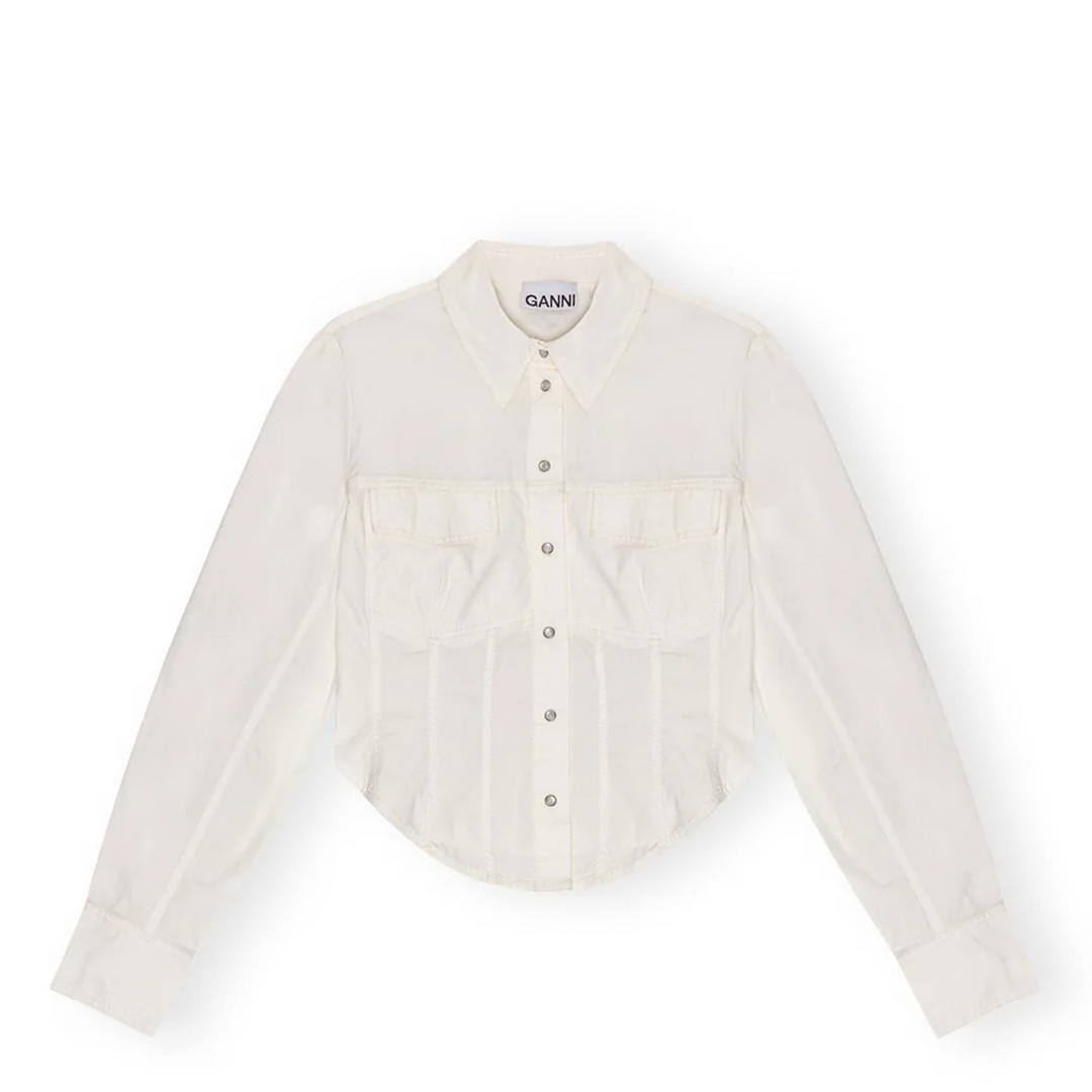 قميص كورسيه من قطن مطاطي مغسول