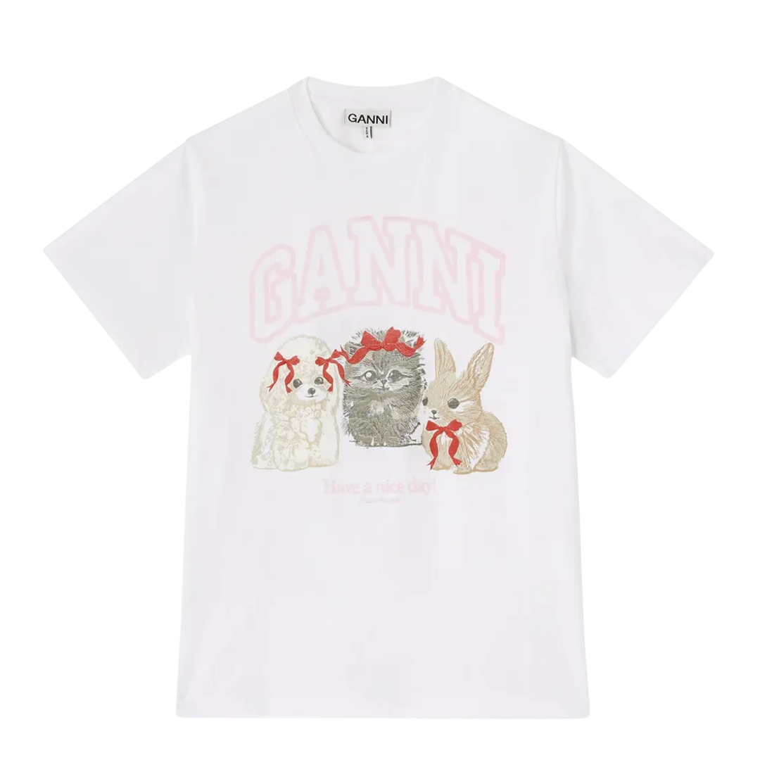 Basic Cotton Jersey Cute Animals T-Shirt