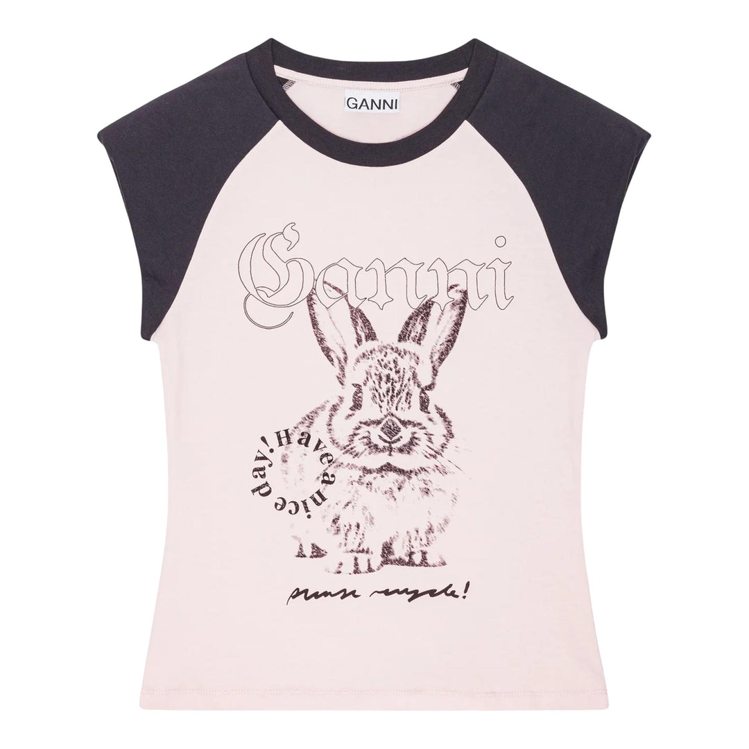 Club21 - GANNI - Basic Jersey Bunny Raglan T-Shirt - TEES - Pink