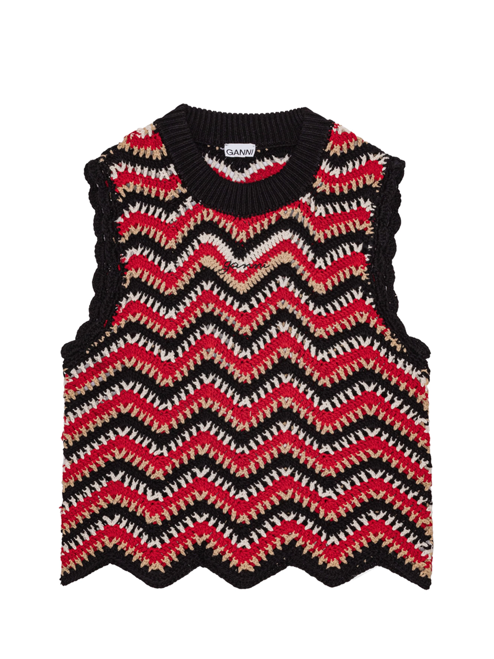 GANNI_CottonCrochetVest_Red