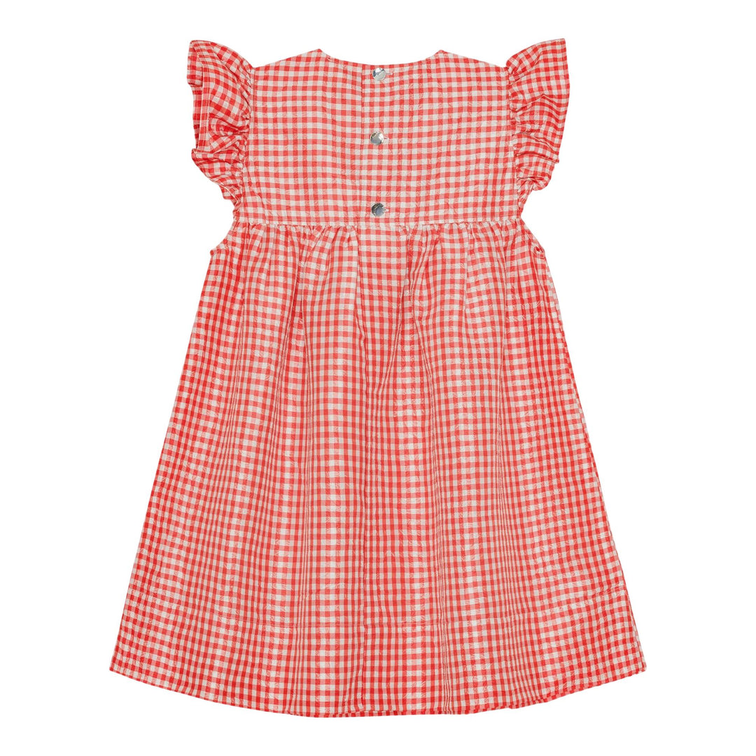 Club21 - GANNI - Crinkled Taffeta Check Dress - WOVEN DRESSES - Red