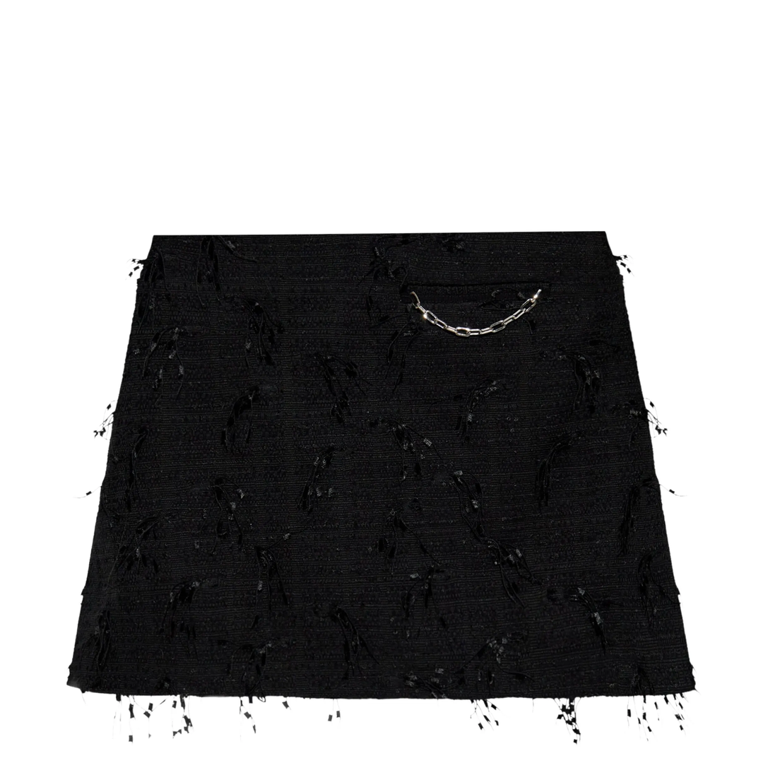 GANNI_Fringed_Tweed_Mini_Skirt_Black