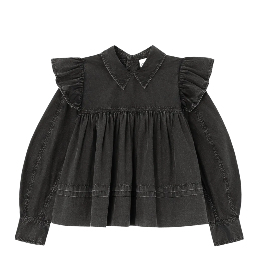 Garment Dyed Cotton Frill Blouse